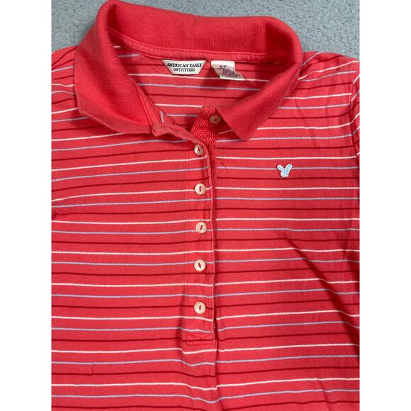 Vintage American Eagle Womens Size S Y2K Short Sleeve Polo Shirt Stripes - Picture 6 of 8